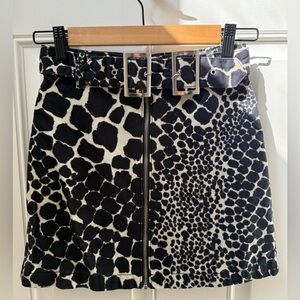 Topshop Black and White Patterned Mini Skirt